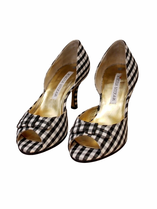 Vintage Shoes - Walter Steiger black/ white ‎ peep toe pumps 7.5